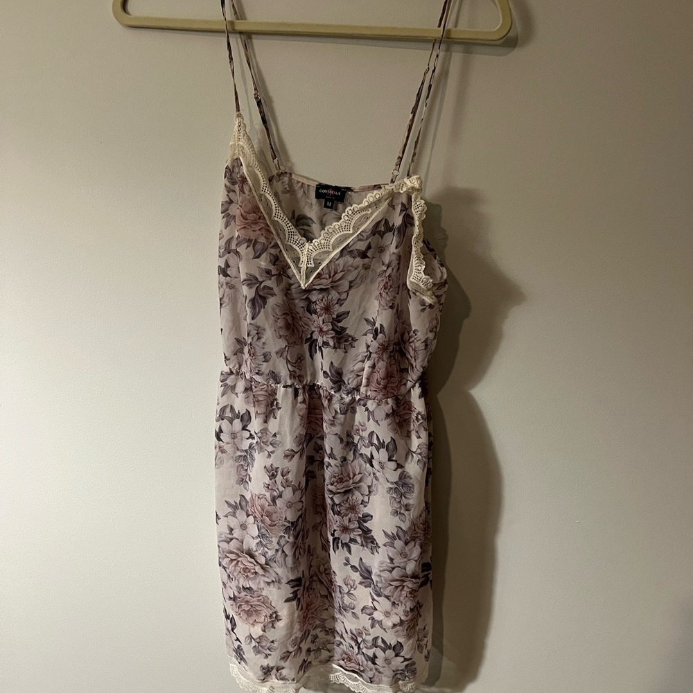 Cosabella Eleganza Babydoll Sleep Slip Dress, Floral/Vanilla Dust, Medium